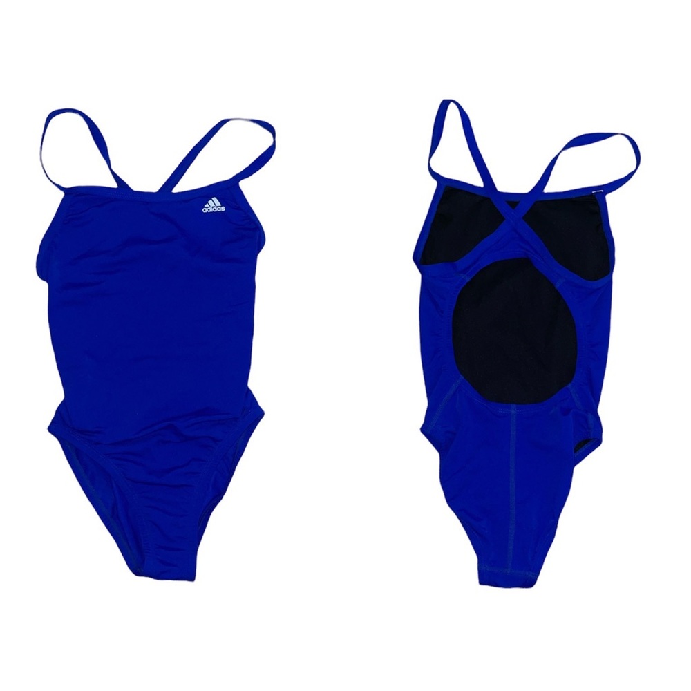 Adidas Solid Vortex Back Swimsuit Women's size 24 XS One Piece Blue